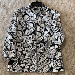 Coldwater Creek Floral Black and White Women's Jacket/Blazer